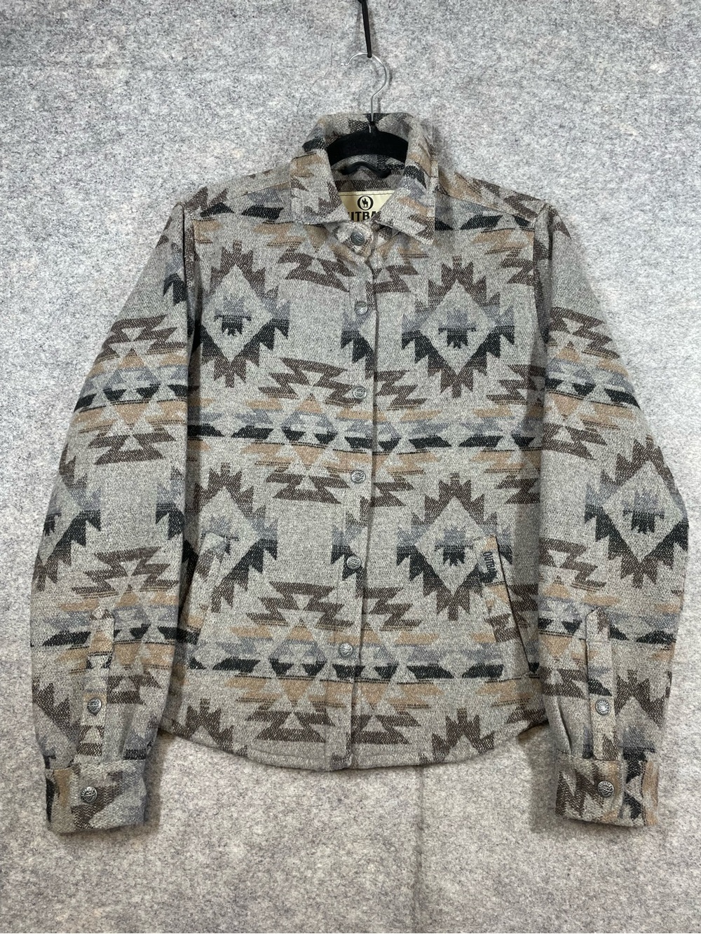 Outback Trading Co Grey Aztec Southwestern Shacket Small Western Boho Cowgirl